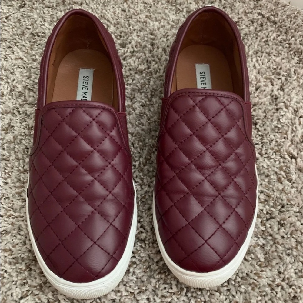 Steve Madden Quilted Maroon Slip-On Sneakers